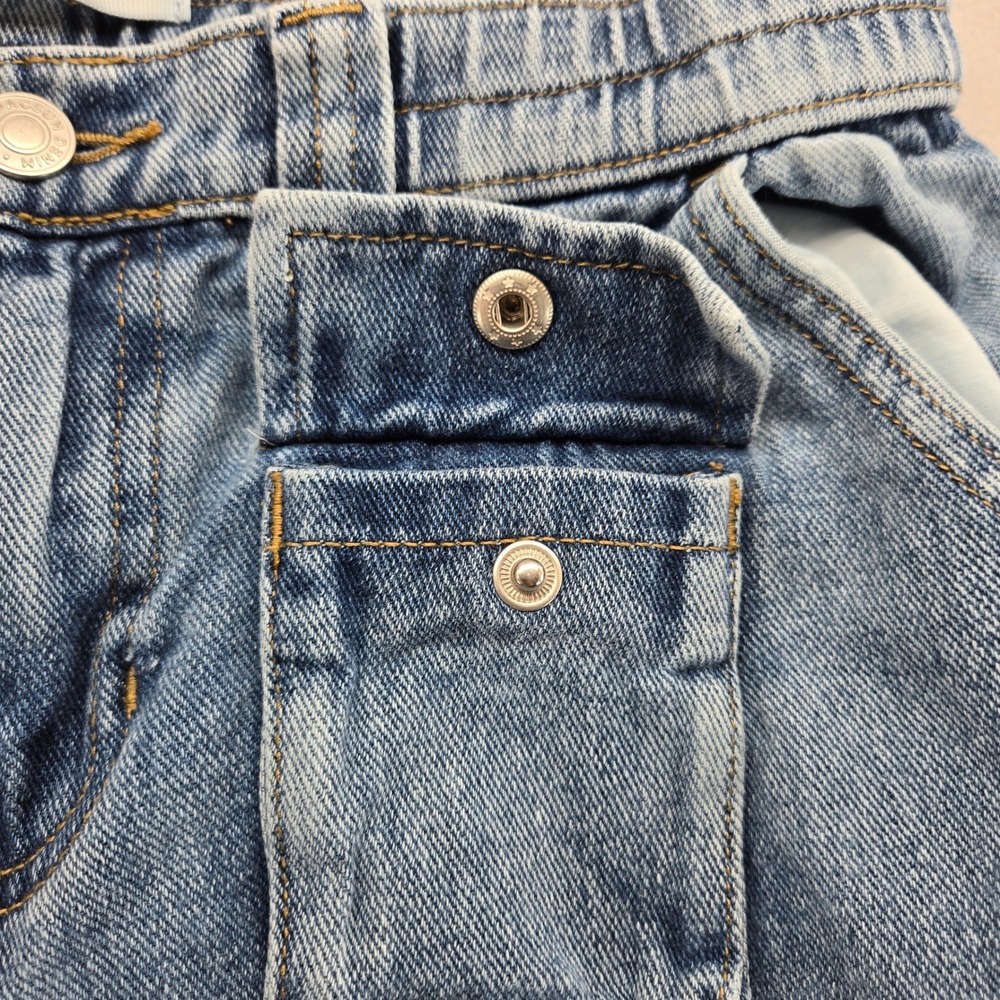 PacSun Puddle Zip Off Low Rise Denim Cargo Pants Medium Wash Jeans Womens Size M - Picture 9 of 13